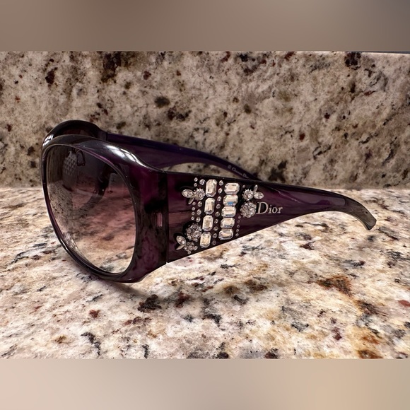 Christian Dior Limited Edition Sunglasses 609J8 Purple Crystal RARE - Picture 2 of 11